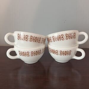 Set 4 Pyrex Copper Filigree by Corning Butterfly Tableware 70's Cups